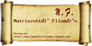 Matriszottó Filomén névjegykártya